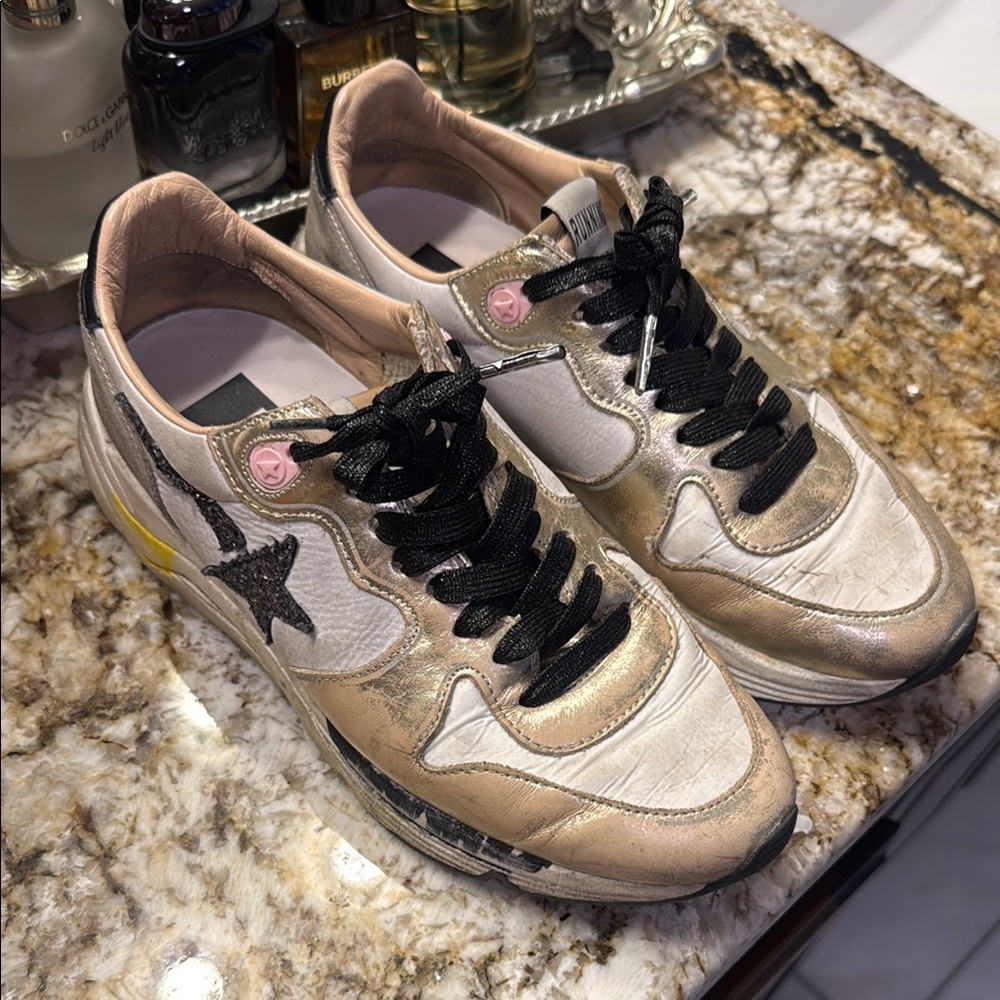 Golden Goose Metallic Sneakers with Star Detail